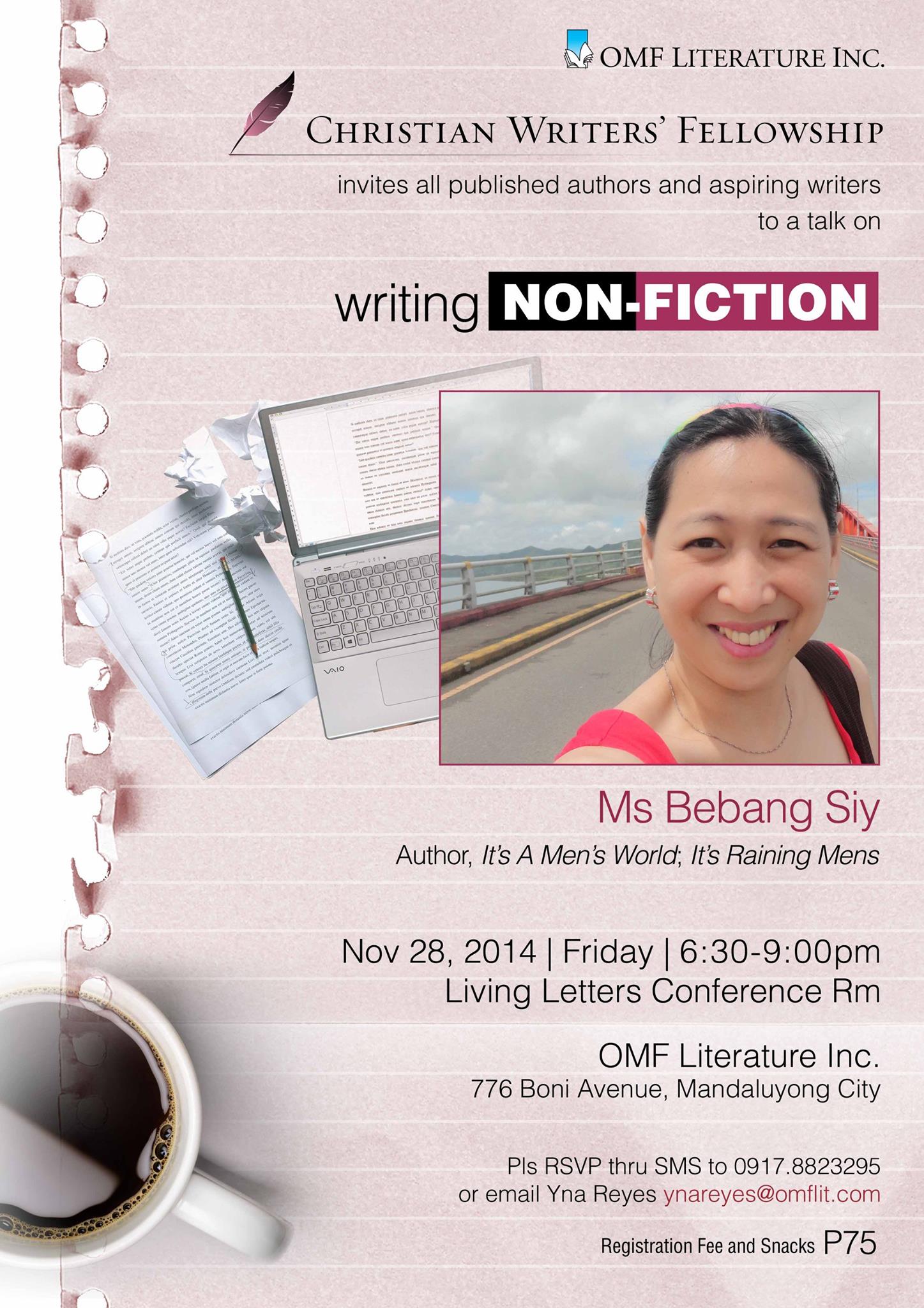 Yna Reyes ATTENTION: WRITERS! This event is for you