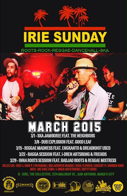 B - SIDE IRIE SUNDAY MARCH 2015 LINE UP