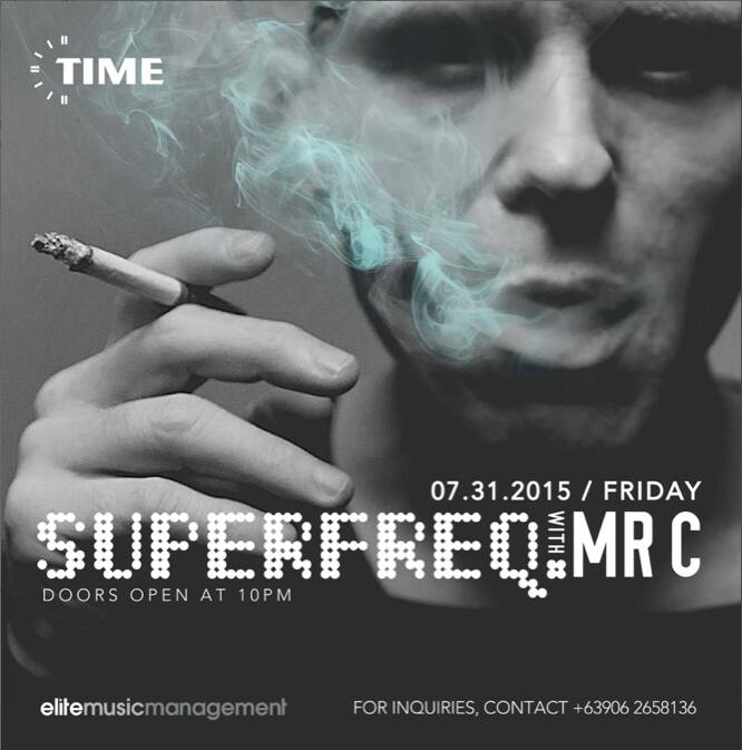 SUPERFREQ with MR.C at TIME in Manila     July 31 - August 1     Jul 31 at 10:00pm to Aug 1 at 10:00am     	     Show Map     TIME in Manila     7840 Makati Avenue, 1200 Makati TIME in Manila are extremely hyped to present Superfreq with Mr.C Friday 31st July at TIME in Manila One of the pillars of British rave and club culture will be hitting Philippines shores for the very first time to show us all how to get "superfreqy" We will go completely nuts for this event and we encourage you all to embrace your inner-freq by doing something a little freqy like wearing a mask, or face paint or a wig or come dressed up looking totally insane and superfreqy as there will be special door concessions for those that make the extra effort. Pre-Selling Tickets - P1000 Regular Door Charge - P2000 SUPERFREQ Special Concessions: Come looking superfreqy before midnight - P1000 Come looking superfreqy after midnight - P1500 Pre-selling tickets will be available at the club from Monday 6th July during office and club hours. Call 09062658136 for all inquiries. Richard West aka Mr.C was born in London in the late 60's. He started MCing in London clubs aged only 16 & soon earned a reputation as a fast talking vivacious rapper working with LWR radio's Ron Tom, Jasper the Vinyl Junkie & Jazzy M. Mr.C then hooked up with Colin Faver & Evil Eddie Richards to became resident rapper at the legendary Camden Palace in London, going on to MC for Colin Faver on the then illegal pirate radio station Kiss FM. Mr.C went into the studio to record his 1st house track with Eddie Richards as Myster-E which was released in August 1987. This inspired Mr.C to become a DJ to learn more about his beloved House & Techno music so in late '87 Richard took to the decks. Mr.C has since organized, promoted & been resident DJ at: Fantasy ('88), Base (Dungeons '89), Release (91), Harmony (92), Drop (93), Cyclone (94), Vapourspace (94 & 95), Flavour (The End 95 & 96), Subterrain (The End 95 - 2002), Superfre