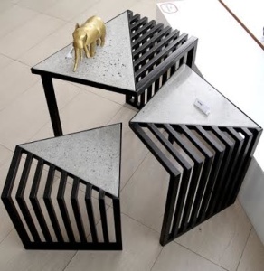 ACCENT tables made of steel and granite top by students of De La Salle-College of St. Benilde. PHOTOS BY RICHARD REYES