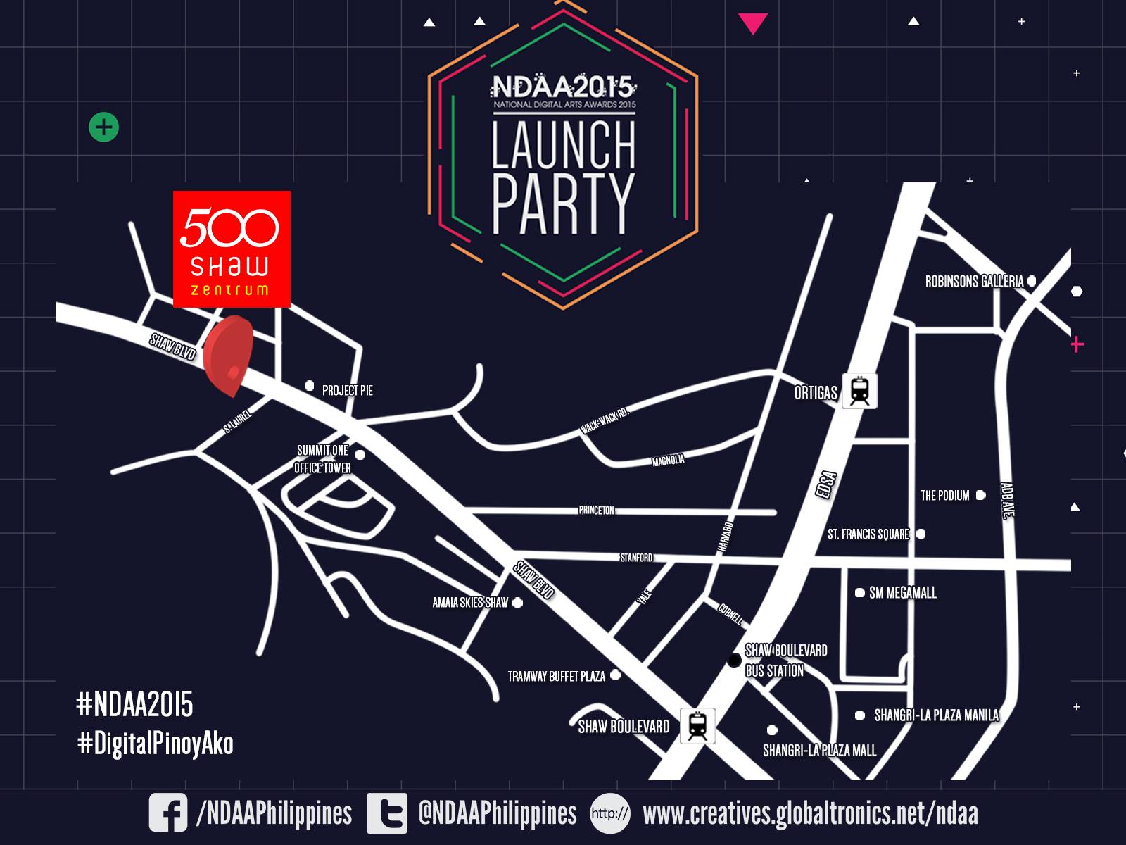 Hi everyone! We are all excited to give you the launch party tomorrow! If you don't have any idea where 500 Shaw Events Pavilion is, here's a map that might help you out. See you! #NDAA2015