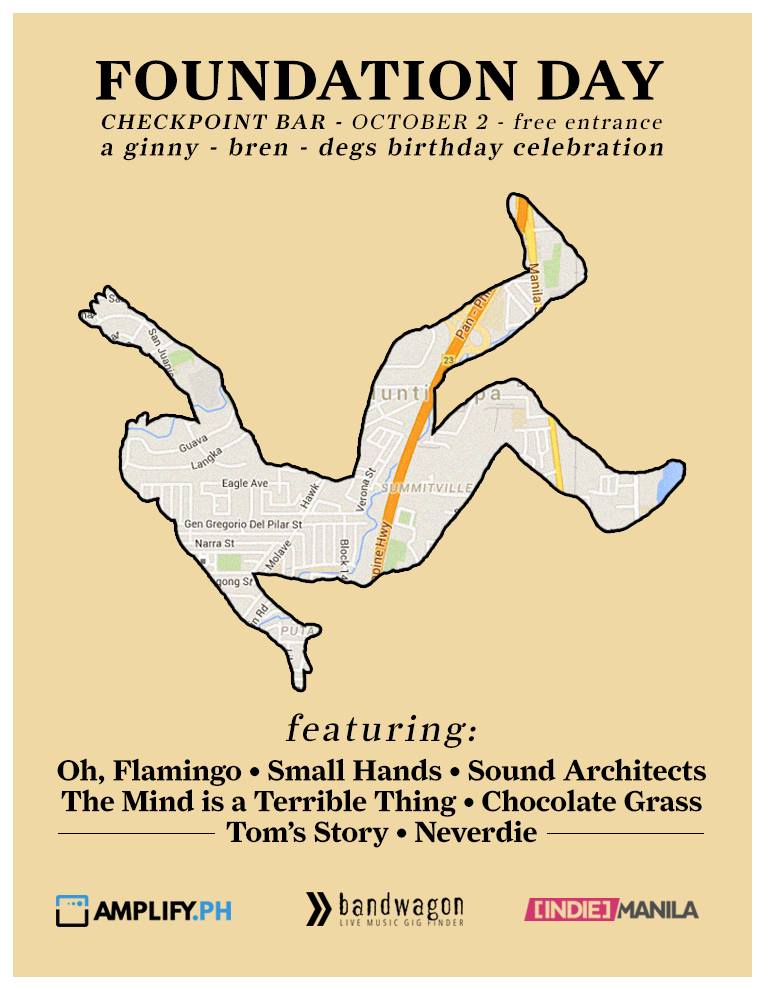 Join us in the celebration of our semi-exciting adult life on October 2, Friday at Checkpoint Rock Bar! Our friends from Oh, Flamingo, Small Hands, Chocolate Grass, Sound Architects, Tom's Story and The Mind Is A Terrible Thing will be helping us ease our ageing bodies + NEVERDIE one-for-the-books show! Don't miss out, my friends!