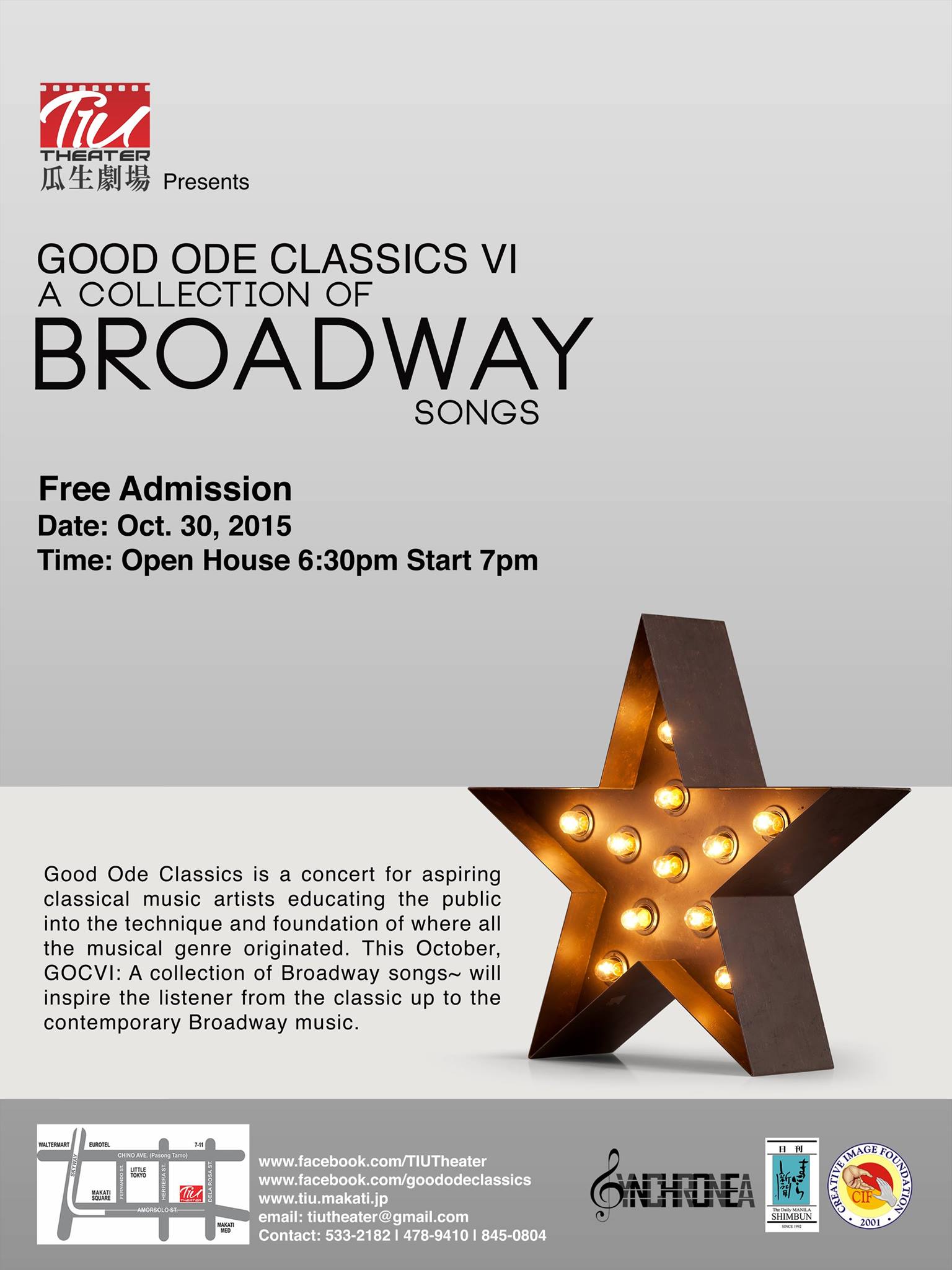 Friday, October 30 TIU Theater We Cordially Invite to Come and Watch Good Ode Classics VI