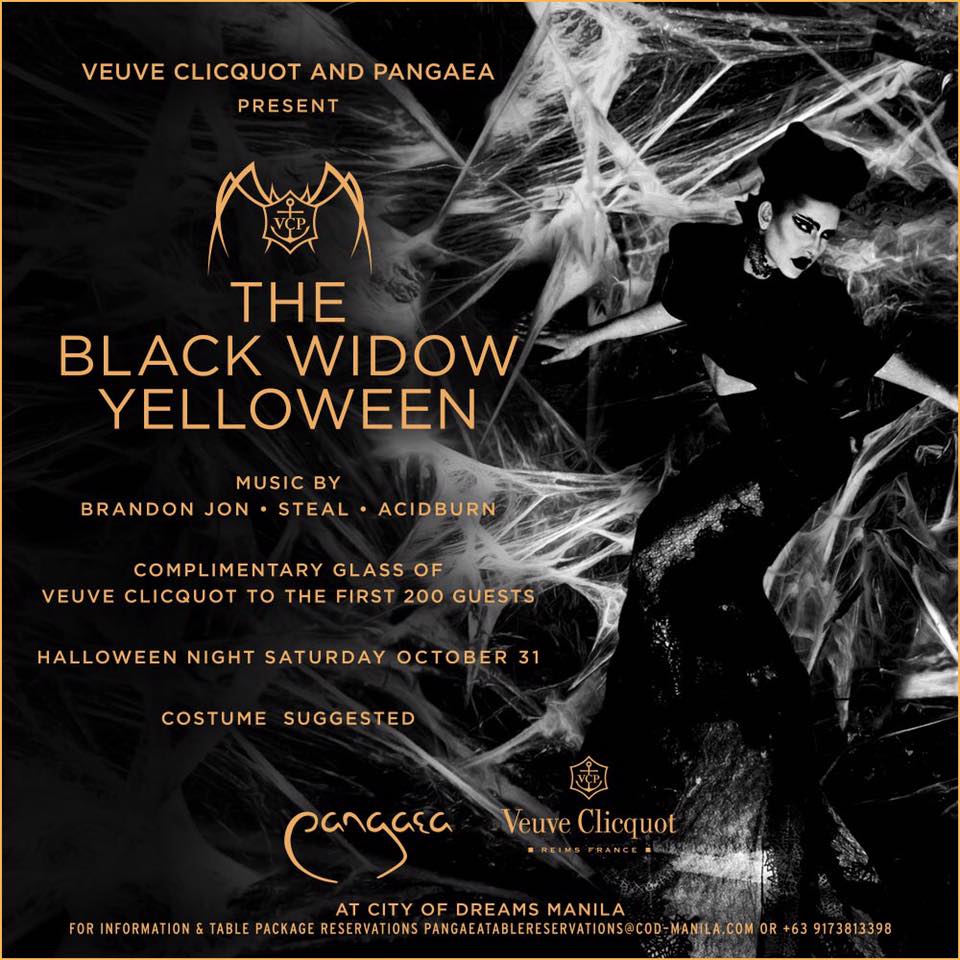 Pangaea Manila Page Liked · October 31 · Pangaea Manila and @veuveclicquot will create a life-sized spider web of luxury and of course serve some of the best Champagne on Earth TONIGHT! Prizes for best costume so take it to the extreme! Call +639173813398 now for VIP reservations or email PangaeaTableReservations@cod-manila.com #pangaeamanila #pangaeaultralounge #happyyelloween