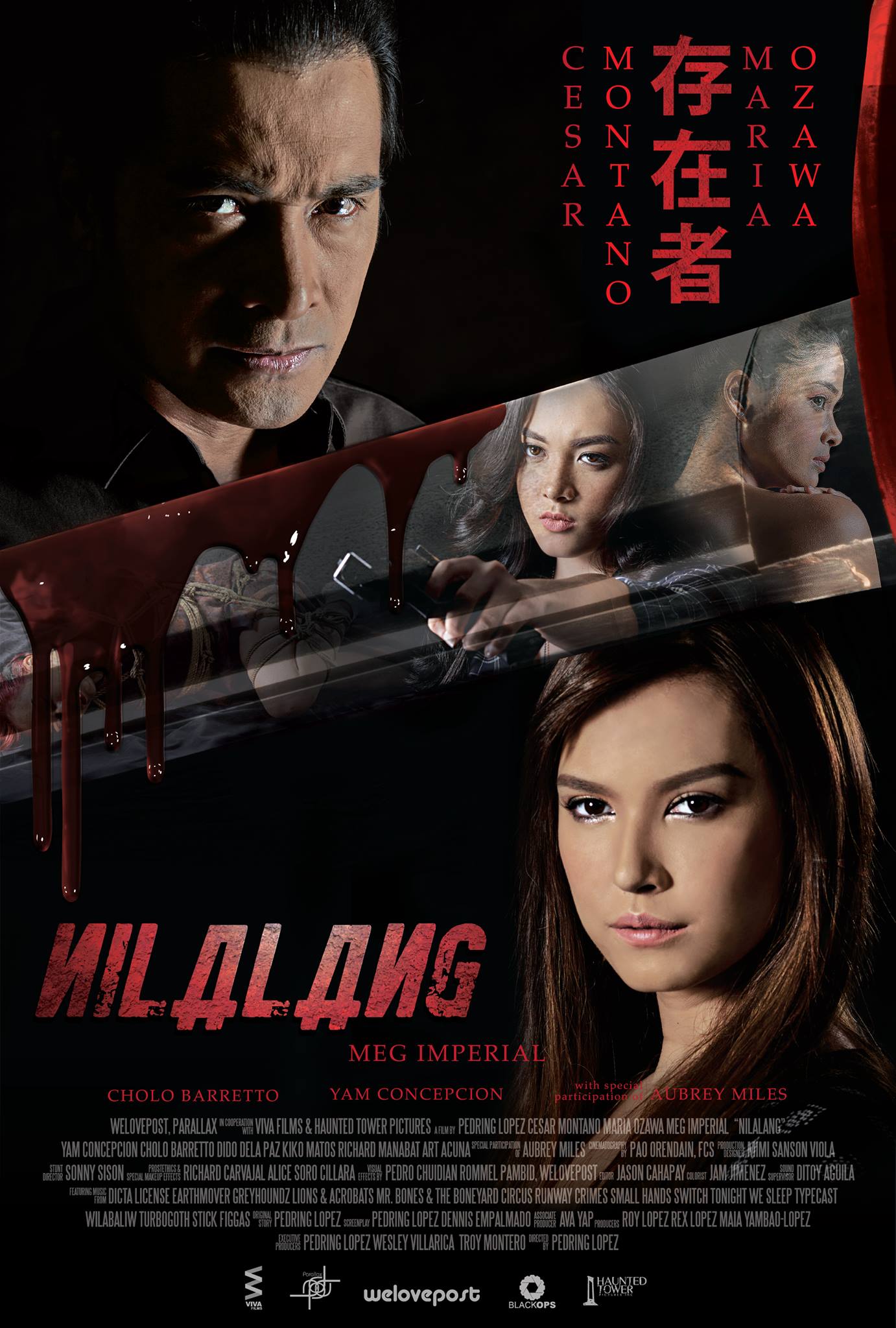 Nilalang - Entity WeLovePost and Parallax in cooperation with Viva Films and Haunted Tower Pictures present "NILALANG", a suspense-action-thriller by Pedring Lopez, starring award-winning actor Cesar Montano and hot Japanese star Maria Ozawa. A finalist of Metro Manila Film Festival 2015, "NILALANG" also stars Meg Imperial, Cholo Barretto, Yam Concepcion, Kiko Matos, Dido dela Paz, Richard Manabat, Art Acuña, and with the special participation of Aubrey Miles... Executive Producers are Pedring Lopez, Wesley Villarica, and Troy Montero... Opens December 25 in cinemas nationwide!
