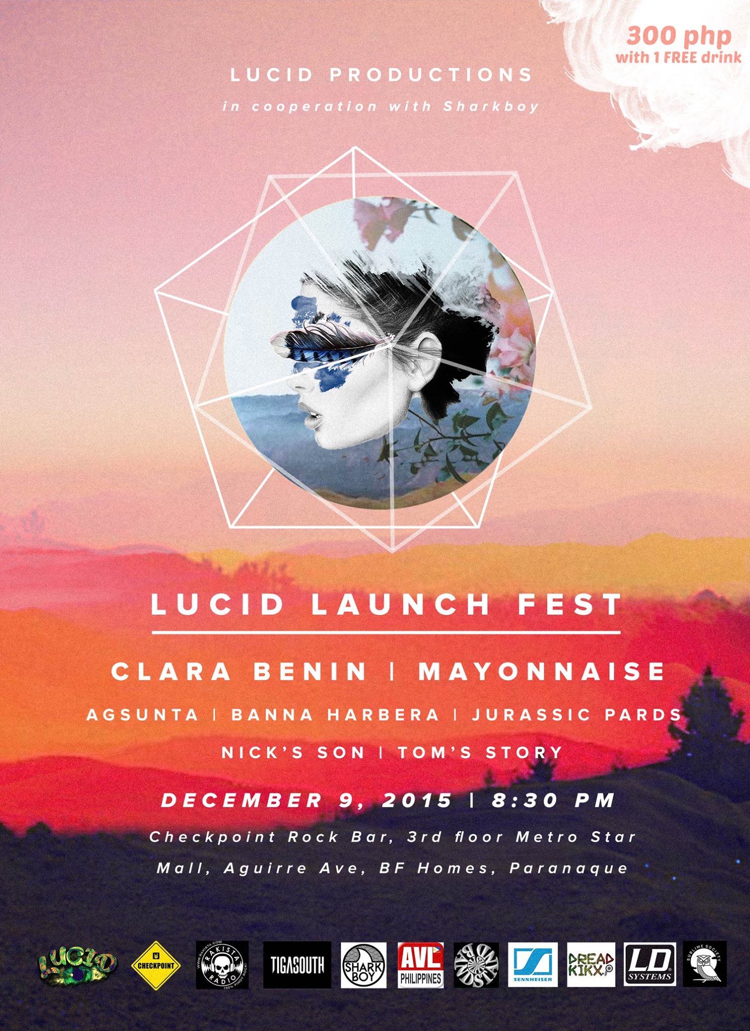 Lucid Launch Fest clock Wednesday, December 9 at 8:30pm Next Week · 91°F / 75°F Clear pin Show Map Checkpoint Rock Bar MetroStar Mall, Aguirre Avenue, BF Homes, Sucat, 1700 Parañaque Checkpoint Rock Bar December 9 | 8:30pm Clara Benin Mayonnaise Agsunta Banna Harbera Jurassic Pards Nick's Son Tom's Story ----- Please click this link for Ticket Form: http://goo.gl/forms/IxJhDvq2ea