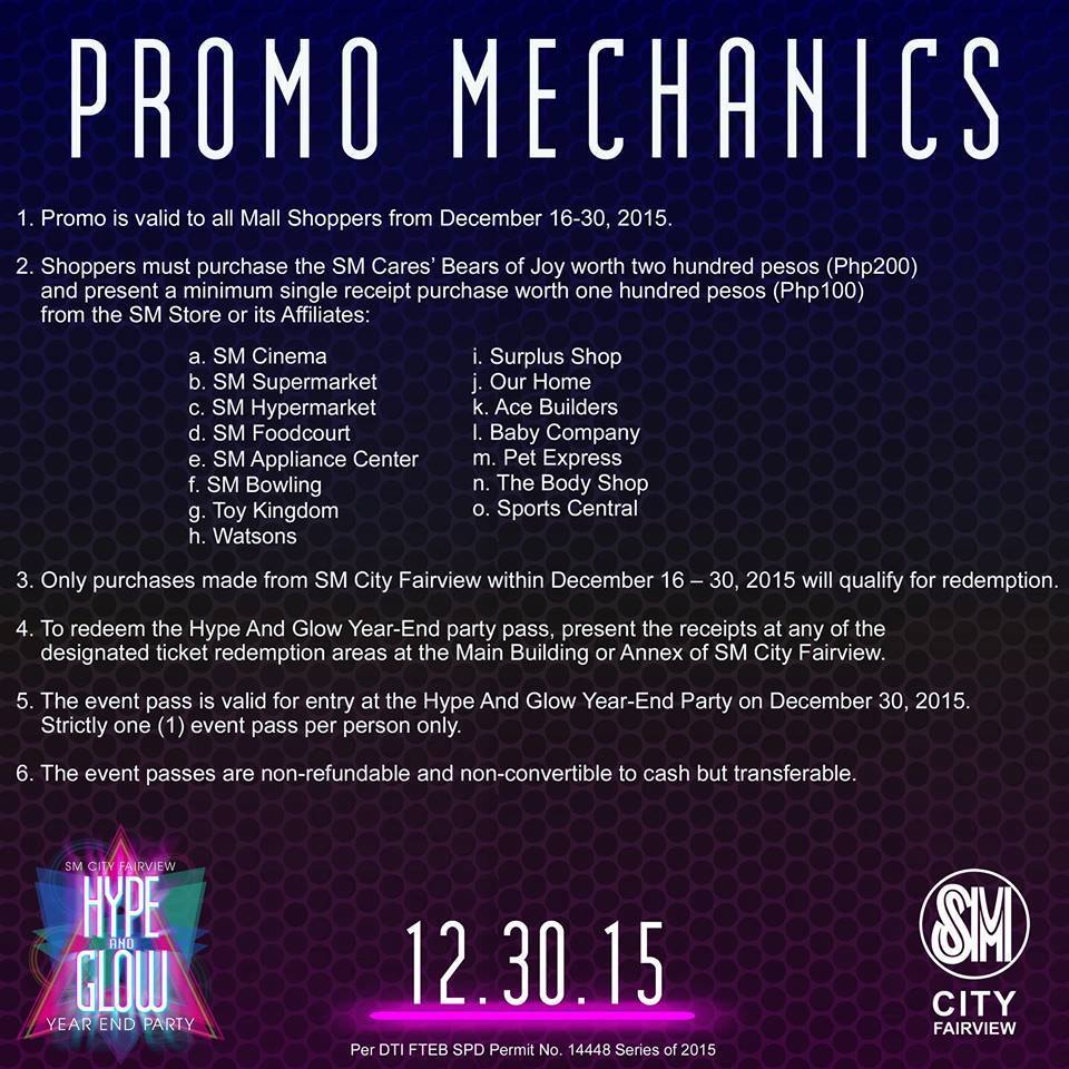 Admission mechanics for the upcoming #HypeandGlow2015! Get your tickets now at SM City Fairview!