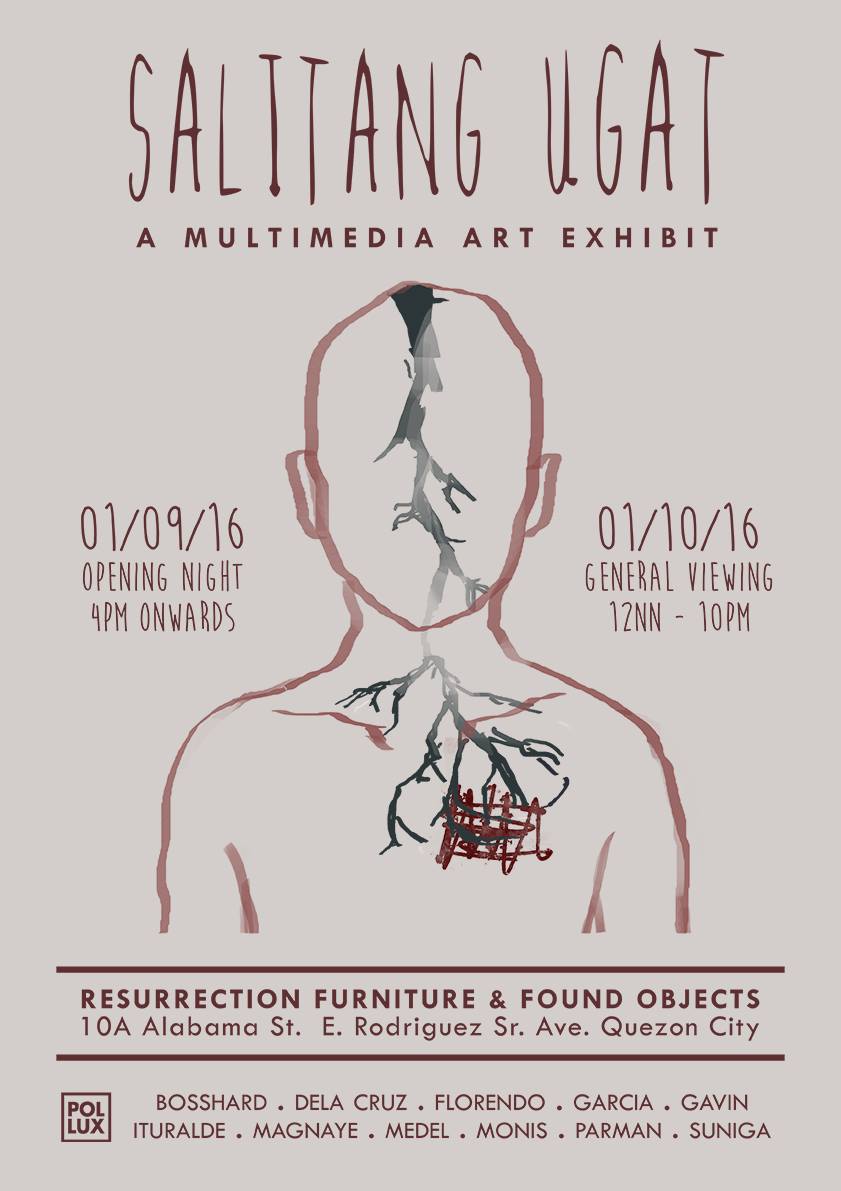 Salitang Ugat Exhibit clock January 9 - January 10 Jan 9 at 4 PM to Jan 10 at 10 PM pin Show Map Resurrection Furniture and Found Objects Gallery 10A Alabama St., Quezon City, Philippines Poster here~ See ya! Message us or comment here if you have any questions