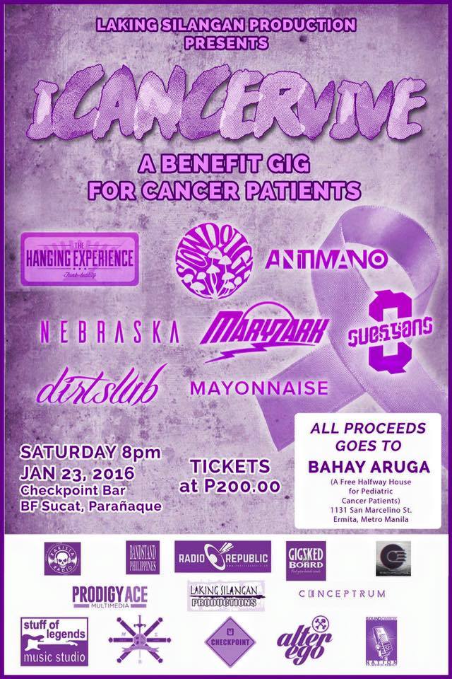 ICANCERVIVE Saturday, January 23, 2016 at 8 PM 3 hours ago pin Show Map Checkpoint Rock Bar MetroStar Mall, Aguirre Avenue, BF Homes, Sucat, 1700 Parañaque Join and support us on the 23rd of January. Benefit gig for pediatric cancer patients of Bahay aruga. For tickets and info contact us 0929240445