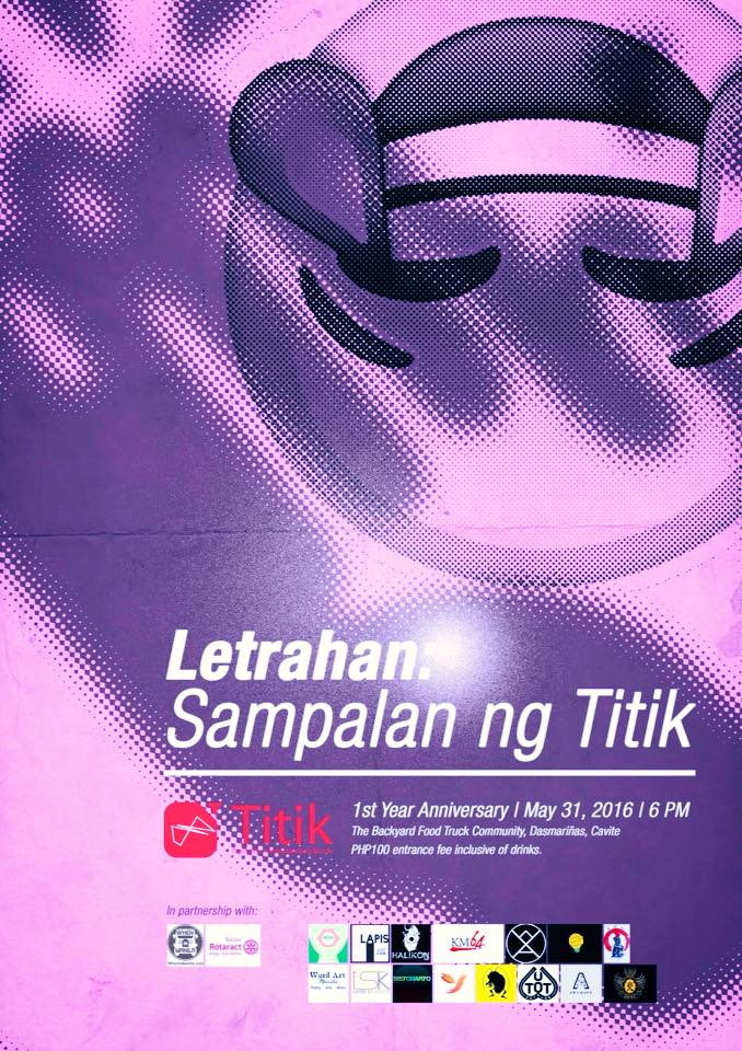 Titik Poetry‎Letrahan: Sampalan ng Titik Like This Page · 1 hr · Pinagsama-samang mga pinuno ng iba't-ibang elemento ng #HipHop, para sa isang layunin ng pagkakaisa at para itaas ang lebel ng kultura. -Juvenile D. Titik Poetry l XDV Music Group Ngayon pa lang namin makakasama ang grupong ito pero sureball na matagal na ito sa eksena. Sa pangunguna ni Sir Joseph Salvador, ibabahagi ng kanilang grupo ang kanilang sining sa lahat! Looking forward sa mga projects and activities, Sir! XDV Music Group Artist-Leaders & Heads From Different Camps Joined Together As One Family To Make Great Music and Make A Difference Through Causes & Volunteer Works! smile emoticon Links kung saan pwede matagpuan ang mga shit nila: http://facebook.com/XDealVigilantes http://facebook.com/i.am.JUVENILE #SampalanNgTitik #TitikPoetryUno #GalawangSouth #MahalinMoAngLineUp #TitikAkalaMoConcert #TitikPoetryIsHartHart #TitiWithK #PalakihanNgTitik #MagduraanNgTitik #HindiLangBastaHugotNgTitik #BinabaonAngTitik #AngPinakaBastosNaEventSaKasaysayan #Titik ------------ Joseph James Villena Salvador shared Titik Poetry's photo — feeling excited with Bebe Riz Braga and 49 others at The Backyard Food Truck Community. 51 mins · Dasmariñas · Matatapos Na Rin Ang Pagtutuos Natin DjMango - Sa Entablado Ng ‪#‎Letrahan‬ Ay Ipakita Mo ‪#‎AngGaling‬ Mo!🗣🎤 ‪#‎SampalanNgTitik‬ Sa Unang Anibersaryo Ng ‪#‎TitikPoetry‬.🇵🇭 Wala Kang Takas Kina Pinunong Shaotii, Maria at ‪#‎Plasta‬, Naka-abang Sila Sa Darating Na Labanan Ng ‪#‎Titik‬!👊🏽💯 ‪#‎JuvenileDelinquent‬ ‪#‎XDVMusicGroup‬ ‪#‎XDV4thWorld‬👏🏽🎟