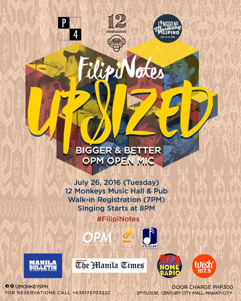 FilipiNotes Like This Page · July 21 · Edited · It's your turn to sing OPM. Join us on July 26 in celebration of Linggo ng Musikang Pilipino. Click link for more details: http://bit.ly/2a4cANe #FilipiNotes #OPM #LMP2016