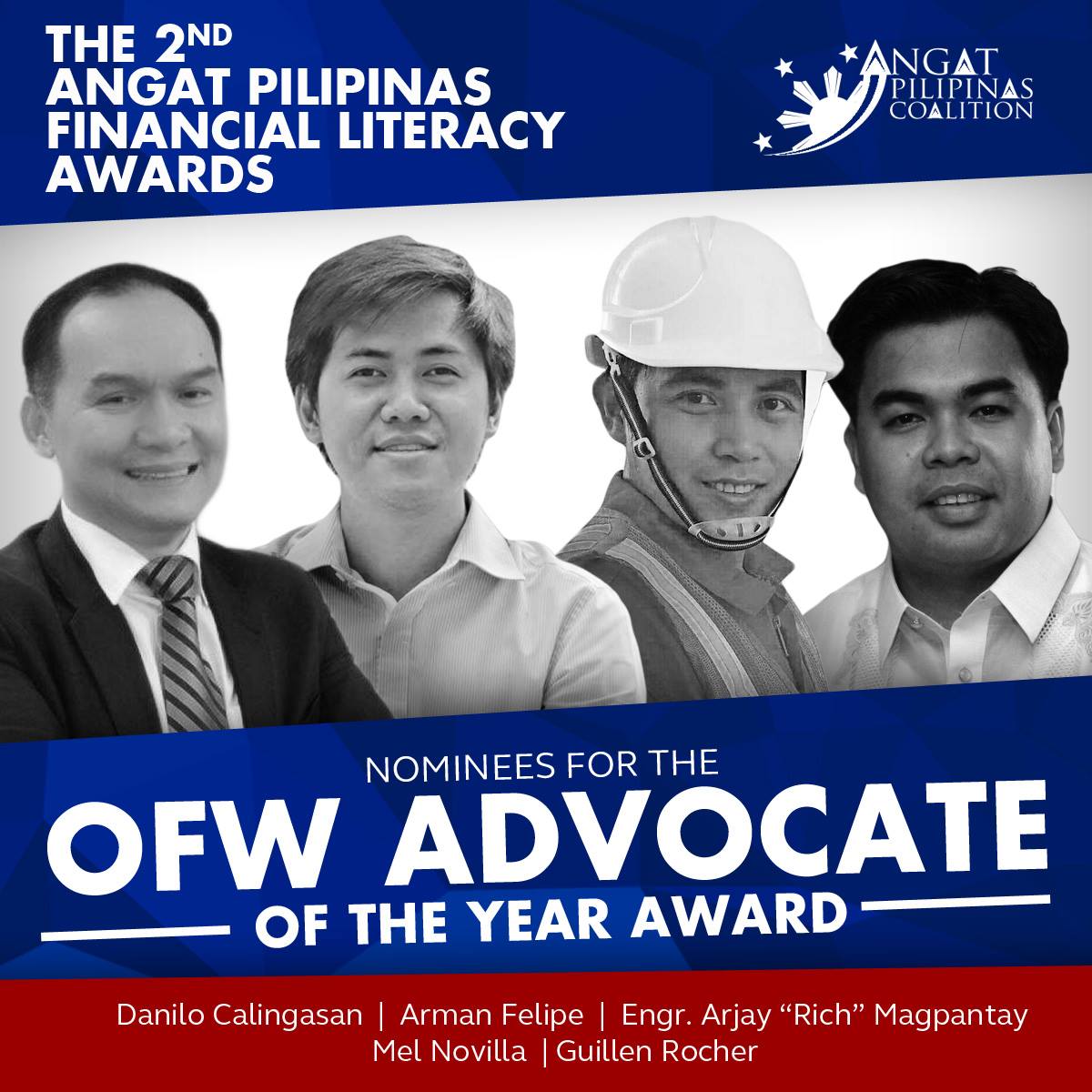 Burn Gutiérrez 30 mins · Who's it gonna be? Here are the nominees for the OFW Advocate of Year Award... Join us and witness the winners of this year's Angat Pilipinas Financial Literacy Awards! BUY your tickets NOW! Click here: goo.gl/3TFJpd #AngatPilipinasAwards2016 #APA2016 — with Arman Vengco Felipe and Arjay Magpantay.