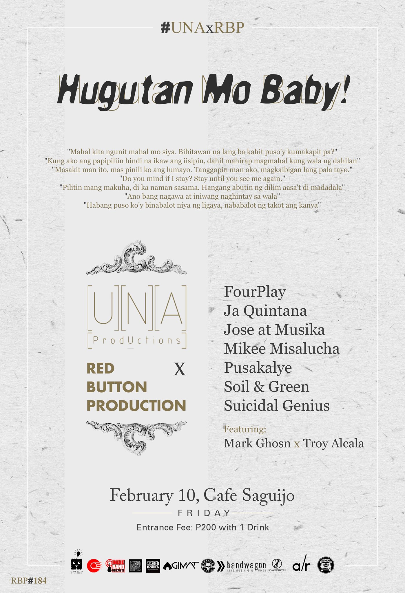 Red Button Production Page Liked · February 7 · At saGuijo Cafe + Bar Events.