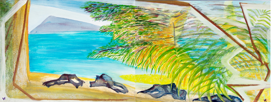 Le Bagnanti 22.85 cm x 60.92 cm watercolor gouache on paperboard 2016