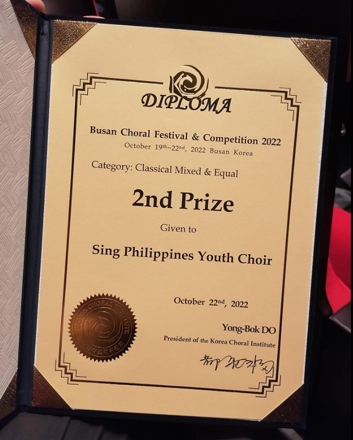 They Did It! SPYC Wins at the 2022 Busan Choral Festival & Competition |  Agimat: Sining at Kulturang Pinoy